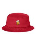 One Size Red Adult Beer Mug Embroidered Bucket Cap Dad Hat