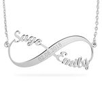 Personalized Sterling Silver Infinity Name Necklace with Date Custom Name Infinity Jewelry Anniversary Date Necklace Mother Gift