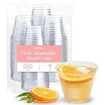 500 Clear Plastic Cups | 9 oz Plastic Cups | Clear Disposable Cups | PET Clear Cups | Plastic Water Cup | Plastic Wine Glasses | Clear Plastic Party Cups | Bulk Plastic Tumblers