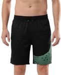 Speedo Men's Xpress Lite Essential Medley Logo Printed Watershorts - Black & Harlequin Green