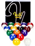 VSSAL Regulation Billiard Balls, Glossy Pool Table Ball, Complete 16 Pool Balls Billiard Set, Premium Polyester Resin, for Friends, Family and Billiards Lovers