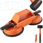 Floor Gap Fixer Tool Heavy Duty 45°Striking Surface Floor Gap Repair Tool Made of Iron & Enhanced Suction Cup with Slot Cutter, Hammer and 5pcs Sticky Pads for Fixer Laminate/Vinyl Flooring Tools