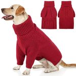 Queenmore XXL Dog Sweater, Dog Sweaters for Large Dogs Girl or Boy, Dog Christmas Sweaters XXL, Winter Big Dog Sweatshirt Knitwear, Pet Chunky Warm Coat for Small Medium Size Dogs, Red XXL