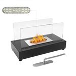 Heyfurni Tabletop Fireplace, Bio Ethanol Fuel Fireplace,Large Capacity Table Top Fire Pit, Indoor Outdoor Portable Ventless Fire Bowl Pot, Rectangle, Black