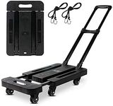 Folding Hand Truck- Folding Trolley Platform Cart-360° Rotating Wheel-for Luggage, Travel, Shopping, Auto, Moving and Office Use (Black 6)