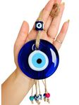 WARMINGO DE Big Size Evil Eye Hanging for Home Car & Office | Turkish Evil Eye | Nazar Battu for Home Entrance | Wall Hanging Evil Eye with Beads