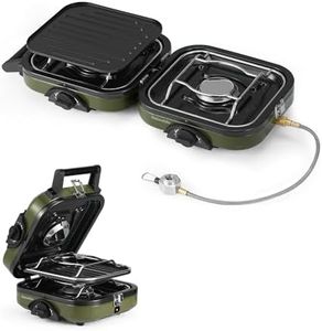 Naturehike 2 Burner Folding Camping Stove with Griddle, Portable Camp Isobutane Gas Stove with 16000 BTU Adjustable Burners & Piezo Ignition