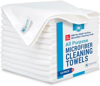 White Microfiber Cleaning Cloths | Best Towels for Dusting Scrubbing Polishing Absorbing | Large 16 x 16 Buff Pro Multi-Surface Microfiber Towel - 12 Pack