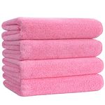 POLYTE Quick Dry Lint Free Microfibre Bath Towel, 76 x 145 cm, Pack of 4 (Pink)