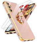 LeYi for Samsung-A15-5G-Case: (Not Fit A14) Samsung Galaxy A15 5G Case with 2 PCS Screen Protector, 360° Rotatable Ring Holder, Magnetic Kickstand, Cell Phone Case/Cover for A15 Samsung/A 15, Pink
