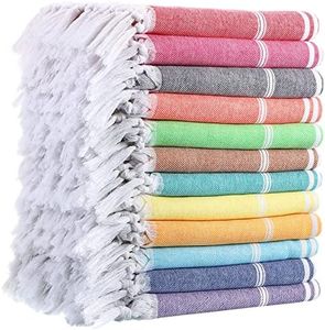 12 Pcs Turkish Beach Towels Set Turkish Bath Towel Bulk Peshtemal Bath Towel 71 x 35 Inch Oversized Quick Dry Lightweight Adult Use Turkish Towel for Beach Travel Pool Camping Sauna Bath Spa, 12 Color