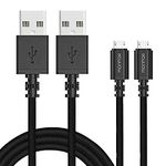 CZARTECH [2-Pack Nylon Braided Fast Charging & Data Sync Micro USB Cable (4 ft / 1.2 M) - (Black)