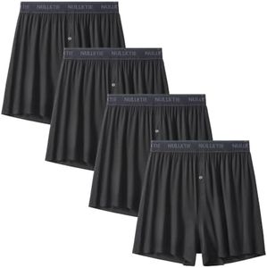 Nullktie Soft Cooling Men's Boxer Shorts,Viscose Made from Bamboo Underwear with Button Fly, Loose Relaxed Fit Boxers