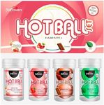 Hot Ball Flavored Kit – 4 Aromas: Strawberry Champagne, Mint, Chocolate & Red Fruits – Massage Oil Balls – Skin-Friendly Massage Beads - 2 Units Each