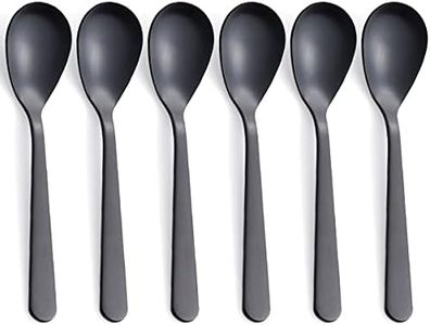 FULLYWARE Matte Black Demitasse Espresso Spoons, Stainless Steel Satin Finish Coffee Spoons, Mini Teaspoons, Sugar Spoons, 4.7-inch, Set of 6