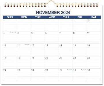 Calendar 2024-2026 - Wall Calendar Runs Nov 2024 to June 2026-20 Months Calendar Planner with Thick Paper for Planning and Organizing for Home or Office, Blue Hanging Calendar, 8.5 x 11 Inches