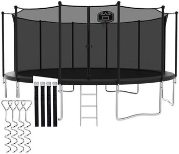CITYLE 1500LBS 8 10 12 14 15 16 FT Tranpoline for Adults/Kids with Safety Enclosure Net, Basketball Hoop, Ball, Wind Stakes and Ladder, Heavy Duty Outdoor Recreational Tranpolines for Family