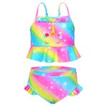 Sylfairy Girl Unicorn Bikini Set Mermaid Swimsuit Kids Swimwear Tankini Beachwear Bathing Suit (Rainbow, 5-6 Years)