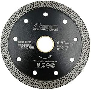 SHDIATOOL Diamond Porcelain Saw Blade Dia 115mm / 4.5 Inch with Mesh Turbo for Tile Ceramic Granite Marble