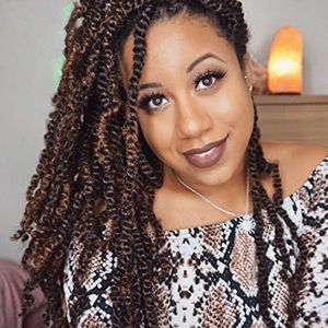 3 Pack Spring Twist Crochet Braids Bomb Twist Crochet Hair Ombre Colors Synthetic Fluffy Hair Extension 8inch 110g (T1B-30)