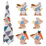 6 Pieces Easter Napkin Rings Bunny Napkin Buckle Embroidered Rabbit Metal Napkin Holders for Easter Home Kitchen Decor Dining Table Setting