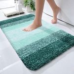 OLANLY Luxury Microfiber Bath Mat, Extra Soft and Absorbent Bathroom Mat, Non-Slip Plush Shaggy Bathroom Rug, Machine Wash Dry, Bath Rugs for Bathroom Floor, Tub and Shower, 16x24, Blackish Green