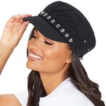 IZUS Military Punk Army-Cap with Skull/Skeleton Studded (Black02)