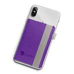 Stick-On Phone Wallet for Back of iPhone or Android Case | 6 Sleeve Credit Card Holder - Pocket for Cards, Money & ID - Built-in Stand - Waterproof Material - Travel, Work & Life-Proof (Purple)