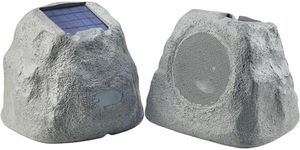 Gemini Sound GHRK-500LTMS-PR: Portable Solar-Powered Bluetooth Rock Speakers Pair with Multi-Link, Weather-Resistant Design for Outdoor Entertainment, Wireless Connectivity, and Ambient LED Lighting