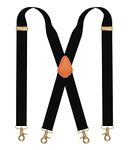 SupSuspen Mens Suspenders with Snap Hooks X Shape Black Suspenders Formal Braces