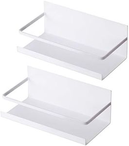 NHZ Magnetic Spice Rack, Magnetic Spice Rack Refrigerator, Magnetic Shelf, Metal Fridge Shelves with Extra Strong Magnets, Magnetic Shelf for Refrigerator, Perfect Space Saving (2 Pack, White)