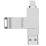 iDiskk MFi Certified 128GB iPhone Photo Stick iPhone memory stick External iPhone photo storage thumb drive for Photos iPhone backup drive work with iOS iPad Mac and PCs iPhone flash drive