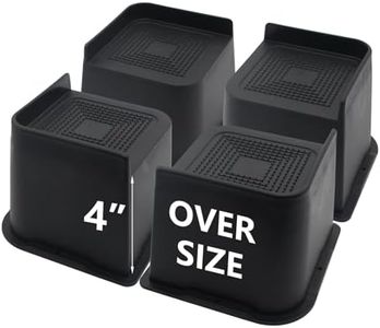 HANIHUA Bed Risers 4 inch Heavy Duty, 4 Pack Oversized Furniture Risers 6 inch, Black Bed Lifts Risers for Table, Sofa, Chair, Couch, Desk, Bed Frame Risers Supports Up to 6,500 Lbs