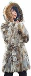 Women's Genuine Rabbit Fur Coat wit