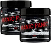 MANIC PANIC Raven Black Hair Dye – Classic High Voltage - (2PK) Semi Permanent Hair Color - Cool Black With Blue Undertones - For Dark, Light Hair - Vegan, PPD & Ammonia Free - For Coloring Hair