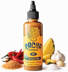 Racha Organics Sriracha Hot Sauce - USDA Organic Sriracha Sauce Made with Estate-Grown Thai Chili Peppers - Low-Sugar, Non-GMO, Gluten Free, Keto Friendly - 10oz - Made in Thailand