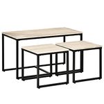 HOMCOM Nesting Coffee Table Set of 3, Modern End Tables with Black Metal Frame for Living Room Home Furniture, Natural