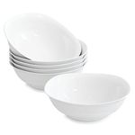 MALACASA Bowls Set of 6, 560ML 6.6" Salad Bowl Soup Bowl Cereal Bowl Noodle Bowl Dessert Bowls Porcelain Rice Bowl White Bowls Small Breakfast Bowls, Series Elisa