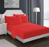 ATK-8 BEDDING 400TC Top Selling Egyptian Cotton Hotel Quality Bedsheet(100 X 90) with 2 Pinch & 2 Simple Pillow Cover Set (18x28) for Double Size bedsheet Red