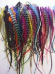 100 Bulk Individual Feathers for Hair Extension Ranging 4"-7" or Longer "Rainbow Mixes of Colors with Grizzly and Solid Feathers for Hair Extension Includes 20 Silicone Micro Beads Plus Instructions