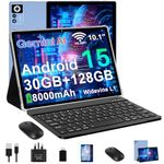 Android 15 Tablet 10 Inch, Gemini AI, 30GB RAM+128GB ROM (TF 2TB), 5G WiFi Tablets,Widevine L1 | 8000mAh | Octa-Core | 2.0GHz | 5G WiFi | BT 5.0 | 5+8MP, 2-in-1 Tablet with Keyboard and Mouse - Blue