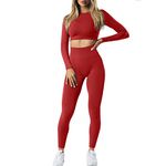 JN JANPRINT 2 Piece Gym Sets for Women Long Sleeve Crop Top High Waist Jumpsuit Seamless Outfits Sets Yoga Active Clothes Sportswear Set