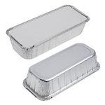 STACKABLES ~ Pack of 15 Large Rectangular Foil Trays 27 x 11.5 x 4.5cm ~ Large 1.5 Litre Loaf Aluminium Foil Pans with Lids for Baking Cooking Storing & Freezing