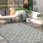RV MURTS Outdoor Rugs for Patios Waterproof, 160x230CM Lightweight Boho Garden Rug, Large Easy Cleaning&UV Resistant Indoor Outdoor Carpet, Portable Woven Garden Mat for RV,Balcony,Beach,Deck,Grey.