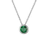 Young & Forever Gift May Birthstone Silver Necklace Pendant for women Stainless Steel Simple Aesthetic Necklace for Girls and Green Solitaire Crystal Necklace for Women