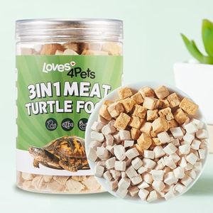 Loves4Pets Turtle Food - 3 in 1 Natural Freeze-Dried Meat - Chicken, Duck, and Salmon - Premium Treats for Turtles, Box Turtle, Aquatic Turtle, Baby Turtles, Cats, and Dogs - Human-Grade Real Meat