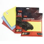 3M Car Care Microfiber Cloth 40.64x40.64cm, Non-Scratching Cloth for Exterior, Interior and Glass, Absorbent Microfiber Technology(3 Pcs Each Packet, Multicolor, Pack of 2)
