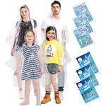 TUNCHMO Disposable Rain Ponchos Family 6 Pack Adults Kids 50% Extra Thicker Emergency Ponchos with Hood