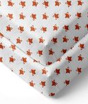 Bacati Playful Fox 2 Piece Crib Fitted Sheet, Orange/Grey