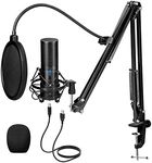 TONOR USB Gaming Microphone, PC Streaming Mic Kit for PS4/5/Discord/Twitch Gamer, Condenser Studio Cardioid Microfono for Podcasting, Recording, Content Creation, Singing with Adjustable Arm Stand Q9